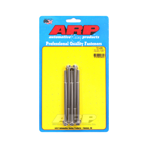 ARP Bolts, Hex Head, Stainless 300, Polished, 1/4 in.-28 RH Thread, 4.250 in. UHL, Set of 5