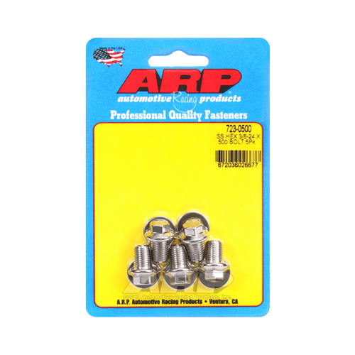 ARP Bolts, Hex Head, Stainless 300, Polished, 3/8 in.-24 RH Thread, 0.500 in. UHL, Set of 5