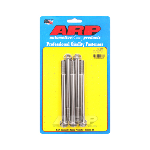 ARP Bolts, Hex Head, Stainless 300, Polished, 3/8 in.-24 RH Thread, 5.000 in. UHL, Set of 5