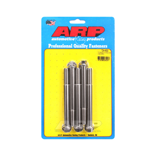 ARP Bolts, Hex Head, Stainless 300, Polished, 7/16 in.-20 RH Thread, 4.500 in. UHL, Set of 5