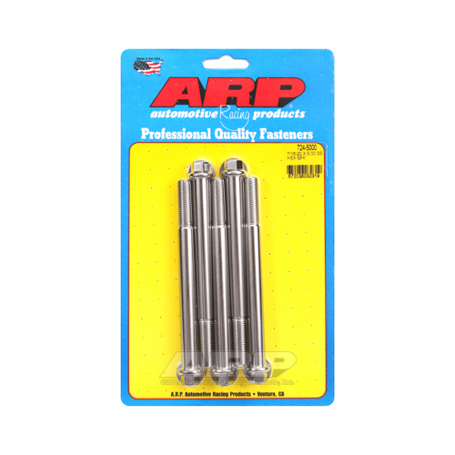 ARP Bolts, Hex Head, Stainless 300, Polished, 7/16 in.-20 RH Thread, 5.000 in. UHL, Set of 5