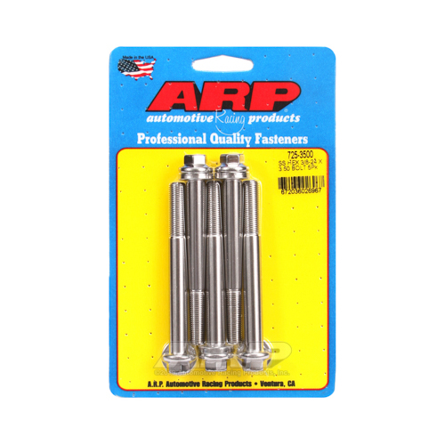 ARP Bolts, Hex Head, Stainless 300, Polished, 3/8 in.-24 RH Thread, 3.500 in. UHL, Set of 5