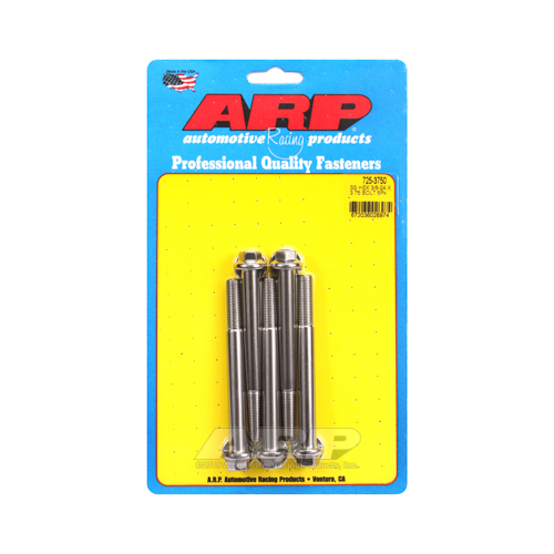 ARP Bolts, Hex Head, Stainless 300, Polished, 3/8 in.-24 RH Thread, 3.750 in. UHL, Set of 5