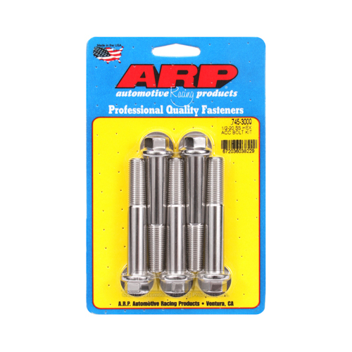 ARP Bolts, Stainless Steel 300, Polished, Hex Head, 1/2-20 in. Thread, 3.00 in. UHL, Set of 5