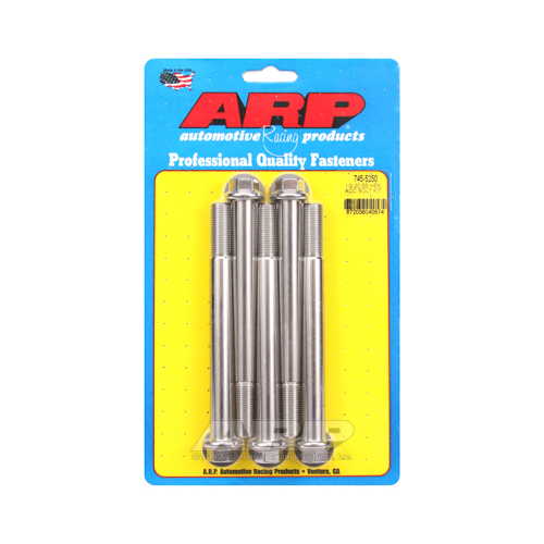 ARP Bolts, Stainless Steel 300, Polished, Hex Head, 1/2-20 in. Thread, 5.25 in. UHL, Set of 5