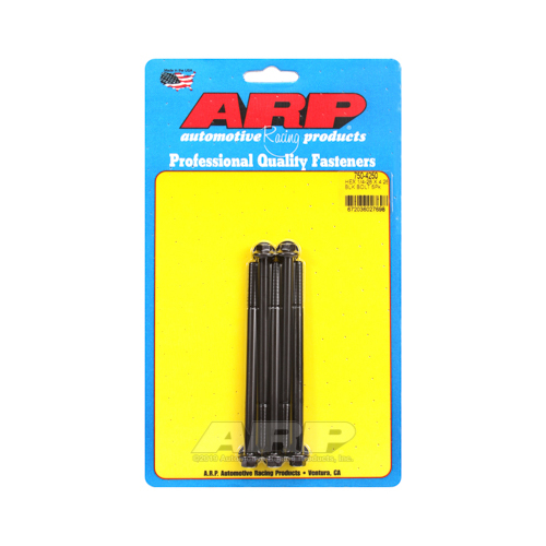 ARP Bolts, Hex Head, Chromoly Steel, Black Oxide, 1/4 in.-28 RH Thread, 4.250 in. UHL, Set of 5