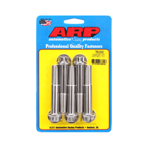 ARP Bolts, Stainless Steel 300, Polished, 12-Point Head, 1/2-20 in. Thread, 3.00 in. UHL, Set of 5