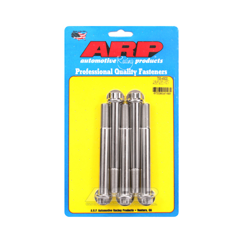 ARP Bolts, Stainless Steel 300, Polished, 12-Point Head, 1/2-20 in. Thread, 4.50 in. UHL, Set of 5