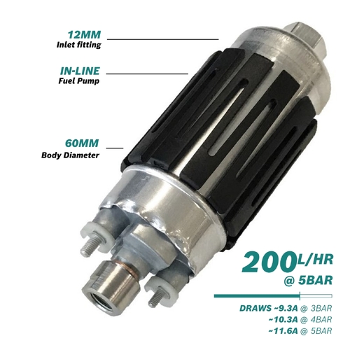 Bosch Fuel Pump Electric EFI Inline 550HP, 200LPH @ 5 Bar Gasoline, E85, Universal, Each