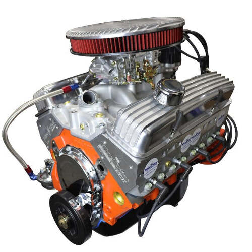 BluePrint Engines Crate Engine, For GM Chevrolet Small-Block, 383ci, Low Profile, 436 HP, Base Dressed, Carbureted, Each