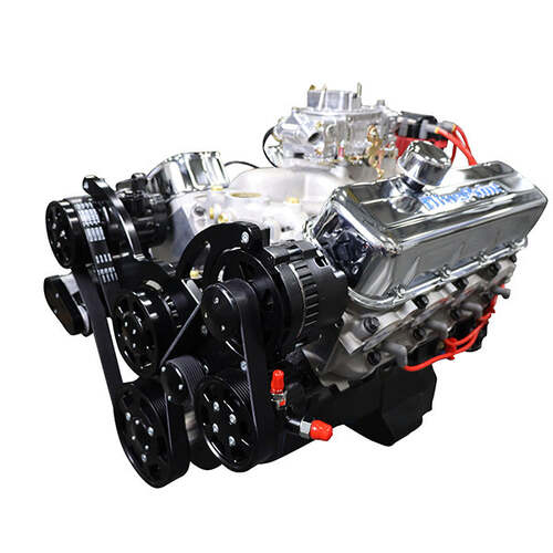 BluePrint Engines Crate Engine, For GM Chevrolet Big-Block, 496ci, 600 HP, Deluxe Dressed with Black Pulley Kit, Carbureted, Each