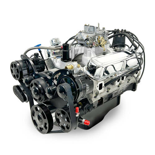 BluePrint Engines Crate Engine, For Chrysler Small-Block, 408ci, 465 HP, Deluxe Dressed with Black Pulley Kit, Carbureted, Each