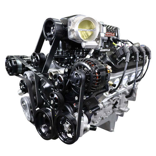 BluePrint Engines Crate Engine, For GM LS, 376ci, ProSeries, 700 HP, Deluxe Dressed with Black Pulley Kit, Electronic Fuel Injected, Each
