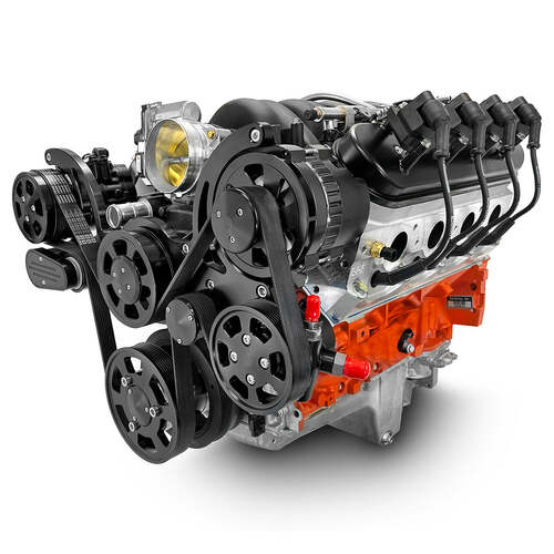 BluePrint Engines Crate Engine, For GM LS, 427ci, ProSeries, 625 HP, Deluxe Dressed with Black Pulley Kit, Fuel Injected, Each