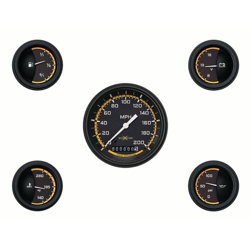 Classic Instruments Gauge Set, Auto Cross Yellow, Universal, GM, Set of 5