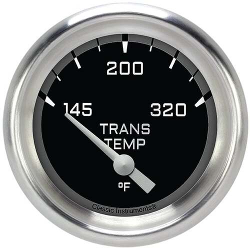 Classic Instruments Gauge, Transmission Temperature, Short Sweep 2 5/8" Diameter, Grey, Aluminium