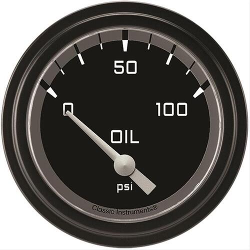 Classic Instruments Gauge, Oil Pressure, Short Sweep 2 5/8" Diameter, Grey, Matte-Black