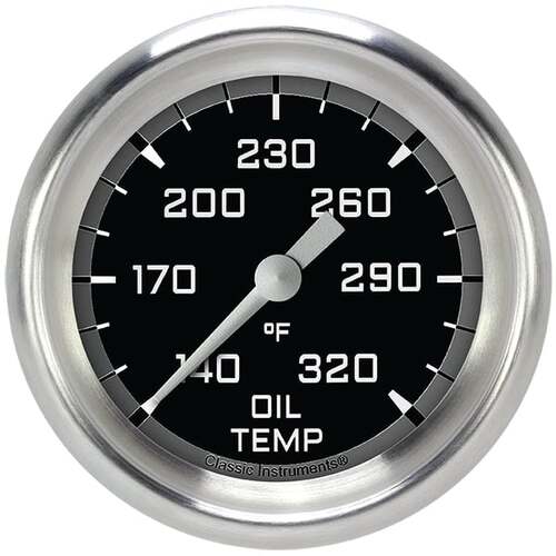 Classic Instruments Gauge, Oil Temperature, Full Sweep 2 5/8" Diameter, Grey, Aluminium