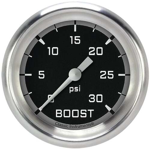 Classic Instruments Gauge, Boost, Full Sweep 2 5/8" Diameter, Grey, Aluminium