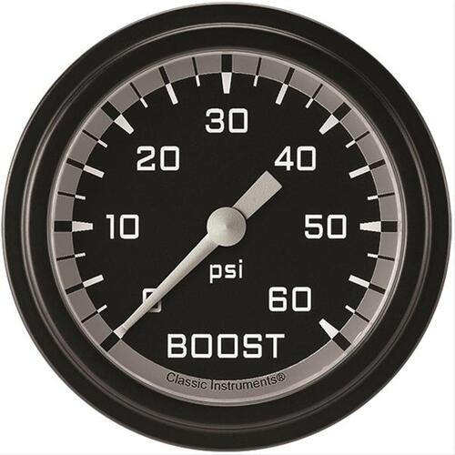 Classic Instruments Gauge, Boost, Full Sweep 2 5/8" Diameter, Grey, Matte-Black