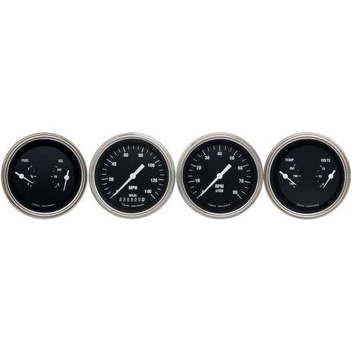 Classic Instruments Gauge Set, The Hot Rod Series, Universal, GM, Set of 4