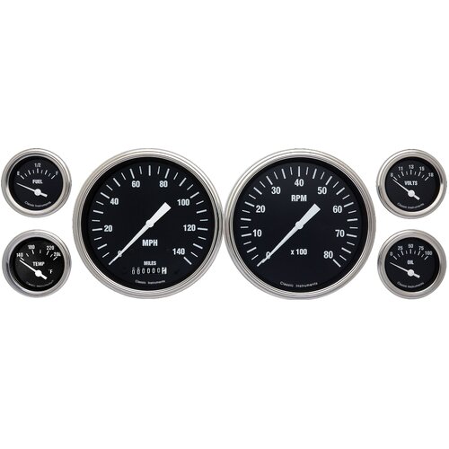 Classic Instruments Gauge Set, The Hot Rod Series, Universal, GM, Set of 6