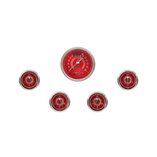 Classic Instruments Gauge Set, V8 Red Steelie, Universal, GM, Set of 5