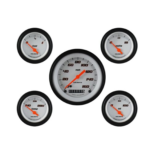 Classic Instruments Gauge Set, Velocity White, Universal, GM, Set of 5