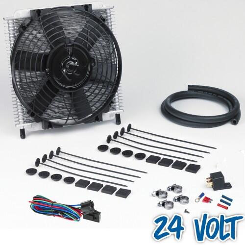 Davies Craig Transmission Oil Cooler & Fan, 30 Plate, 76mm Thick, 281mm W x 300mm H, Hose Clamp, (24V), Kit