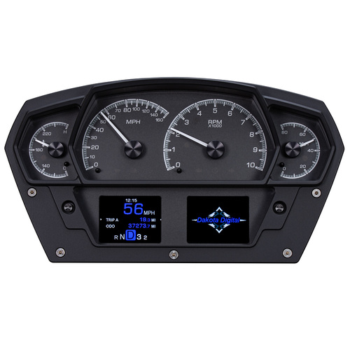 Dakota Digital Gauges, HDX Series, Analog/Digital, Speedometer Tach, Oil Pressure, Fuel Level, Volts, Clock, Black, Black Powdercoated Bezel, Universa