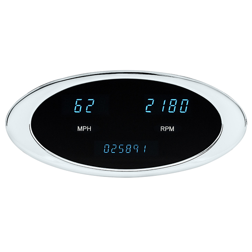 Dakota Digital Speedometer/Tachometer, Ion Series Combo-MPH Chrome bezel, blue Display, Each