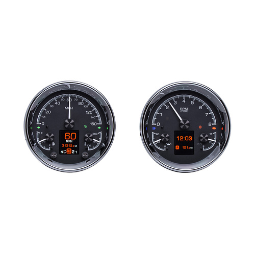 Dakota Digital Gauge, MDX System, Universal Dual 5in. Round, Black Face, Custom