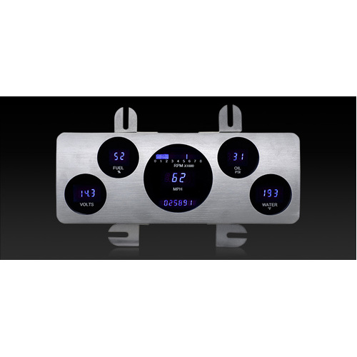 Dakota Digital Gauge, Instrument System, 40 Ford MFD instrumentation system Chrome w/Blue and Teal Lenses, Custom