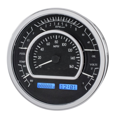 Dakota Digital Gauge, MDX System, Universal Round Multi-Level, Silver Alloy Style Face, Red Display, Custom