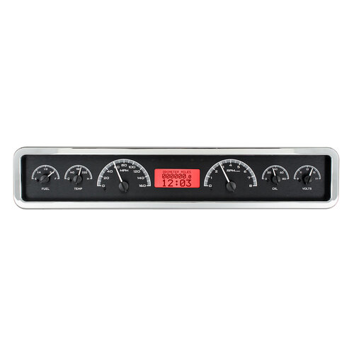 Dakota Digital Gauge, MDX System, Rectangle Universal, Black Alloy Style Face, Red Display, Custom