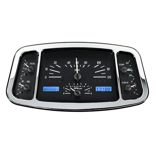 Dakota Digital Gauge, MDX System, 1933-34 Ford Car, Black Alloy Style Face, Blue Display, Custom