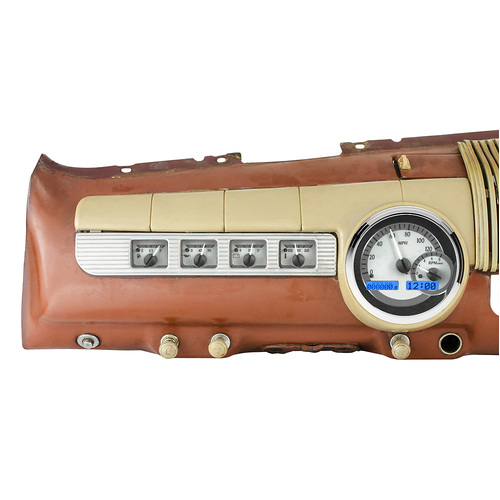 Dakota Digital Gauge, MDX System, 1942-48 Ford Car, Silver Alloy Style Face, Blue Display, Custom