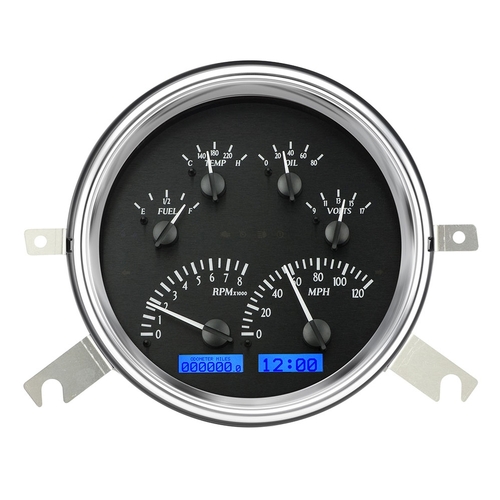 Dakota Digital Gauge, MDX System, 1949-50 Chevy Car, Black Alloy Style Face, Blue Display, Custom