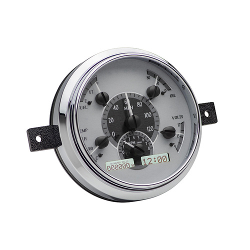 Dakota Digital Gauge, MDX System, 1949-50 Ford Car, Silver Alloy Style Face, White Display, Custom