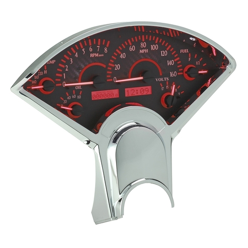 Dakota Digital Gauge, MDX System, 1955-56 Chevy Car, Carbon Fiber Style Face, Red Display, Custom