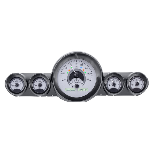 Dakota Digital Gauge, MDX System, 1959-60 Chevy Impala, Silver Alloy Style Face, White Display, Custom