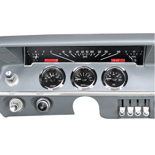 Dakota Digital Gauge, MDX System, 1961-62 Chevy Impala, Black Alloy Style Face, Red Display, Custom