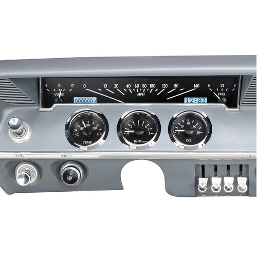 Dakota Digital Gauge, MDX System, 1961-62 Chevy Impala, Black Alloy Style Face, White Display, Custom