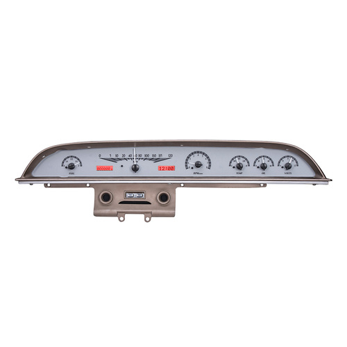 Dakota Digital Gauge, MDX System, 1962 Ford Galaxie, Silver Alloy Style Face, Red Display, Custom