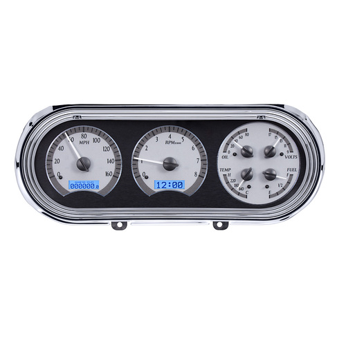 Dakota Digital Gauge, MDX System, 1963-65 Chevy Nova, Silver Alloy Style Face, Blue Display, Custom