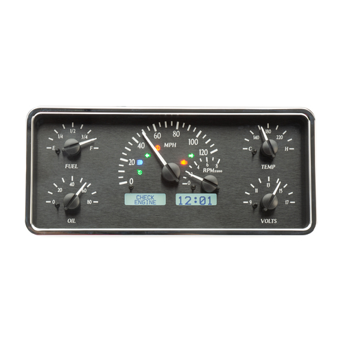 Dakota Digital Gauge, MDX System, 1963-72 Jeep Wagoneer/J-Trucks, Black Alloy Style Face, White Display, Custom