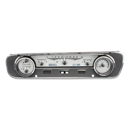 Dakota Digital Gauge, MDX System, 1964-65 Ford Falcon/Mustang, Silver Alloy Style Face, White Display, Custom