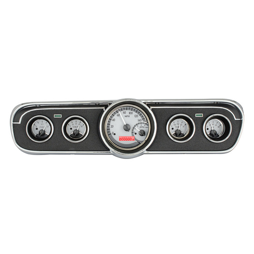 Dakota Digital Gauge, MDX System, 1965-66 Ford Mustang, Silver Alloy Style Face, Red Display, Custom