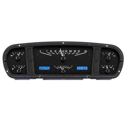 Dakota Digital Gauge, MDX System, 1965-66 Ford Custom Cab Truck, Black Alloy Style Face, Blue Display, Custom