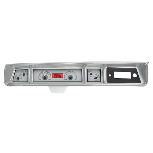 Dakota Digital Gauge, MDX System, 1966 Chevy Impala/Caprice, Silver Alloy Style Face, Red Display, Custom